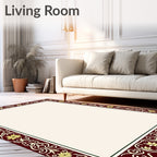 Rich Burgundy Gold Floral Border Rug