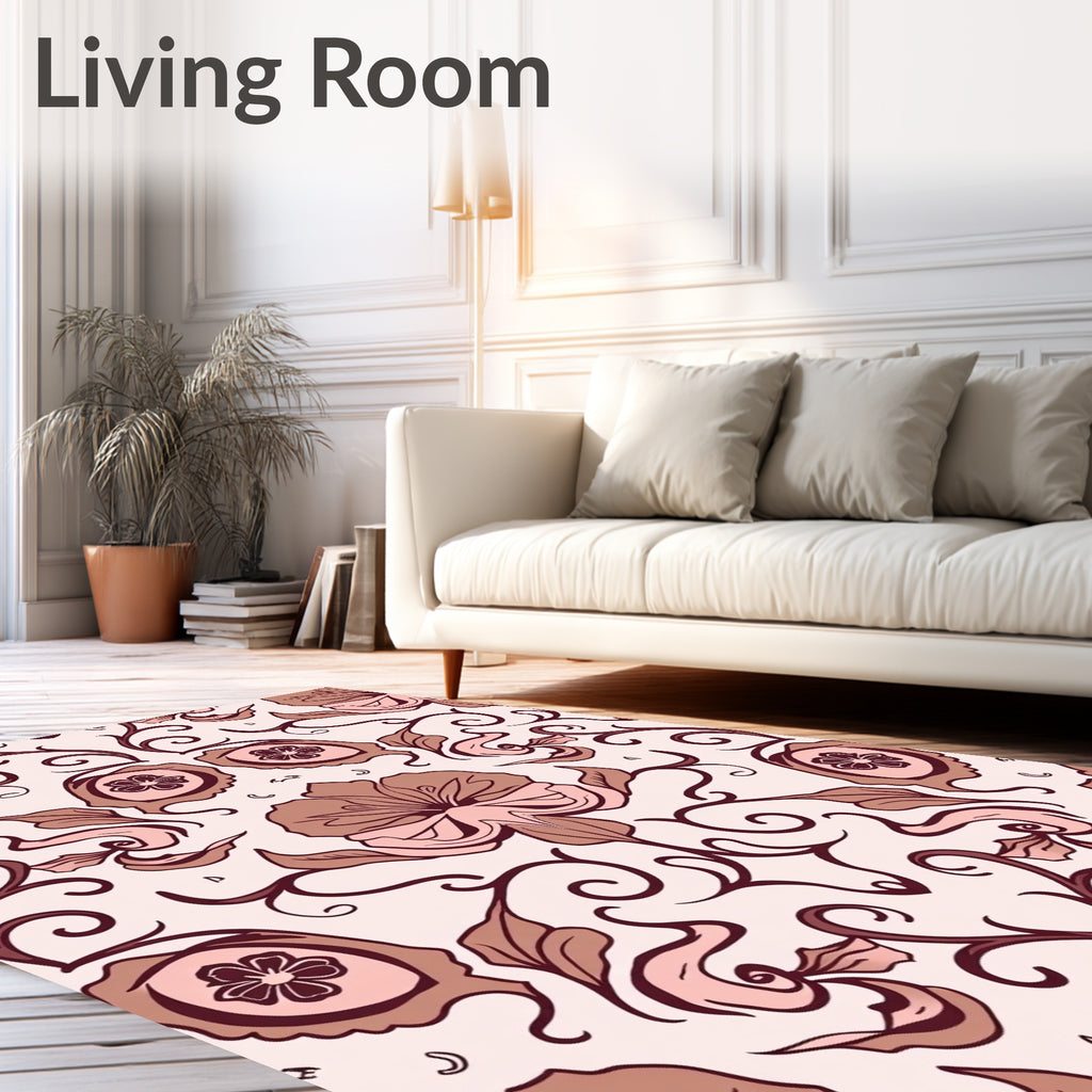 Floral Swirl Crimson Pink Accent Rug