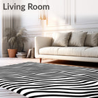 Graphic Black White Zebra Stripe Rug