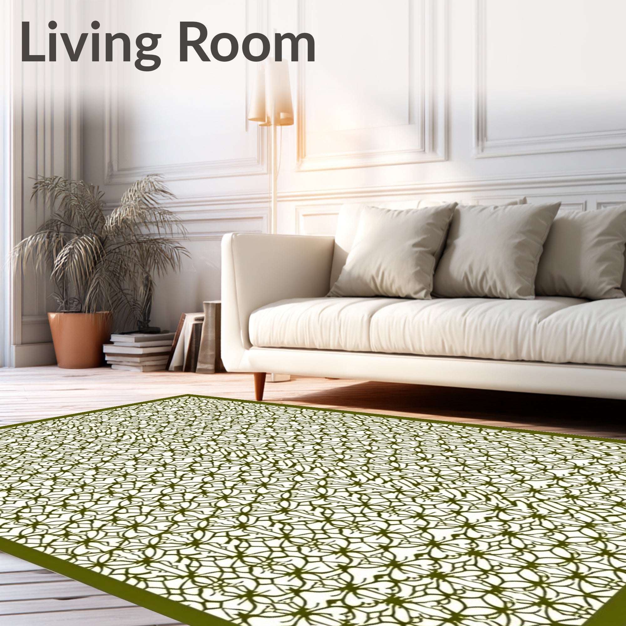 Olive Green Intricate Lattice Rug