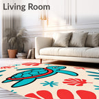 Aqua Turtle Ocean Coral Red Rug
