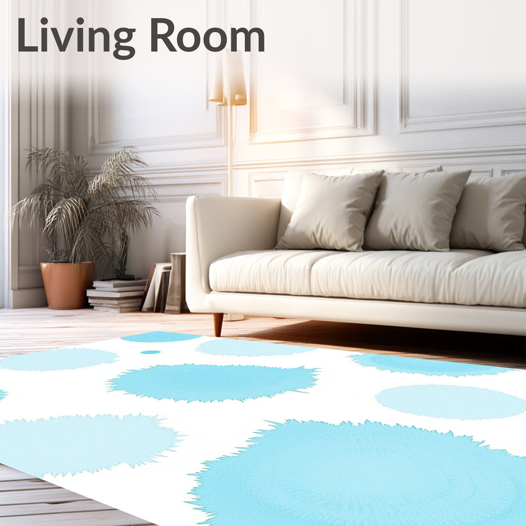 Soft Blue Organic Circles Rug