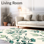 Teal Leafy Vine Branches Rug