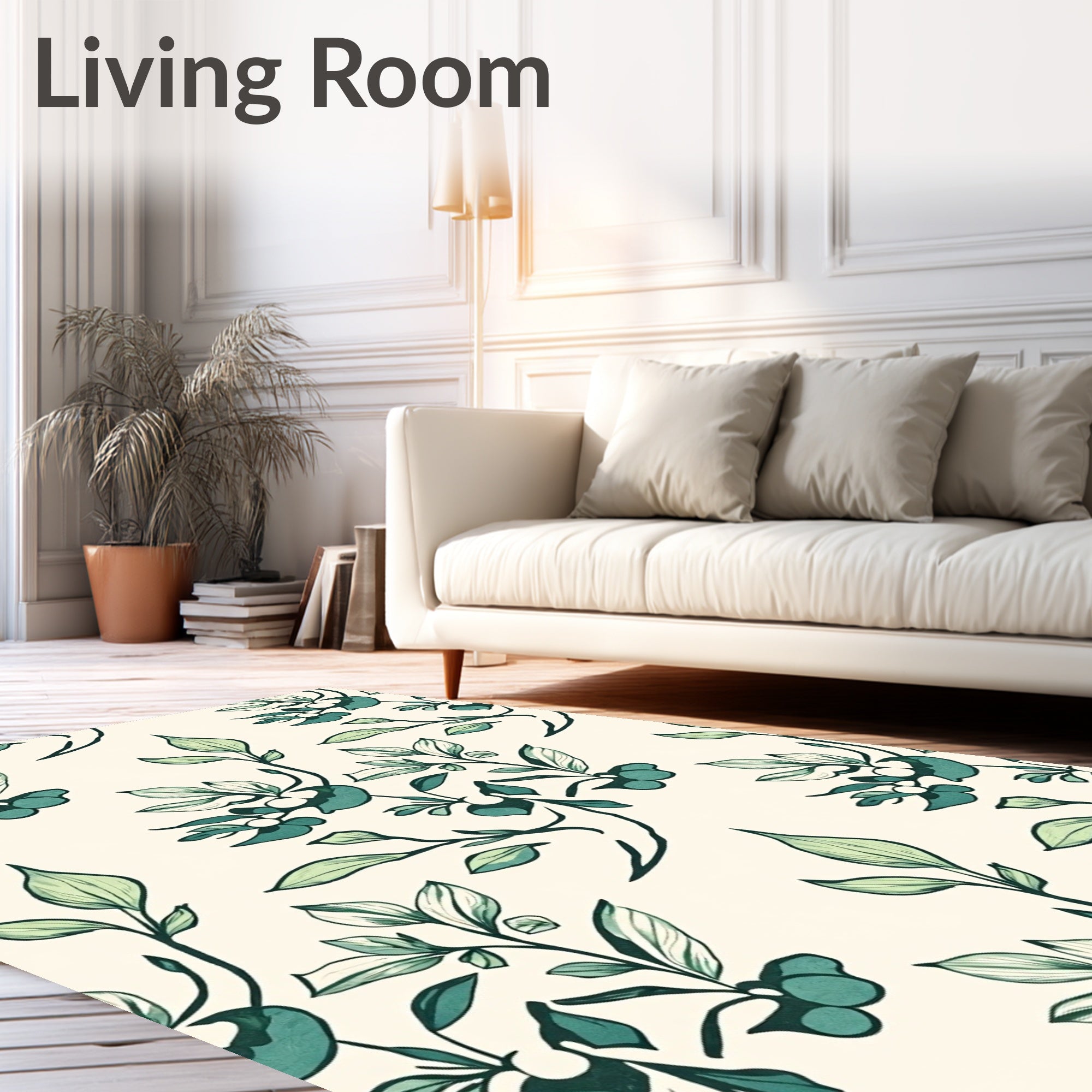Teal Leafy Vine Branches Rug