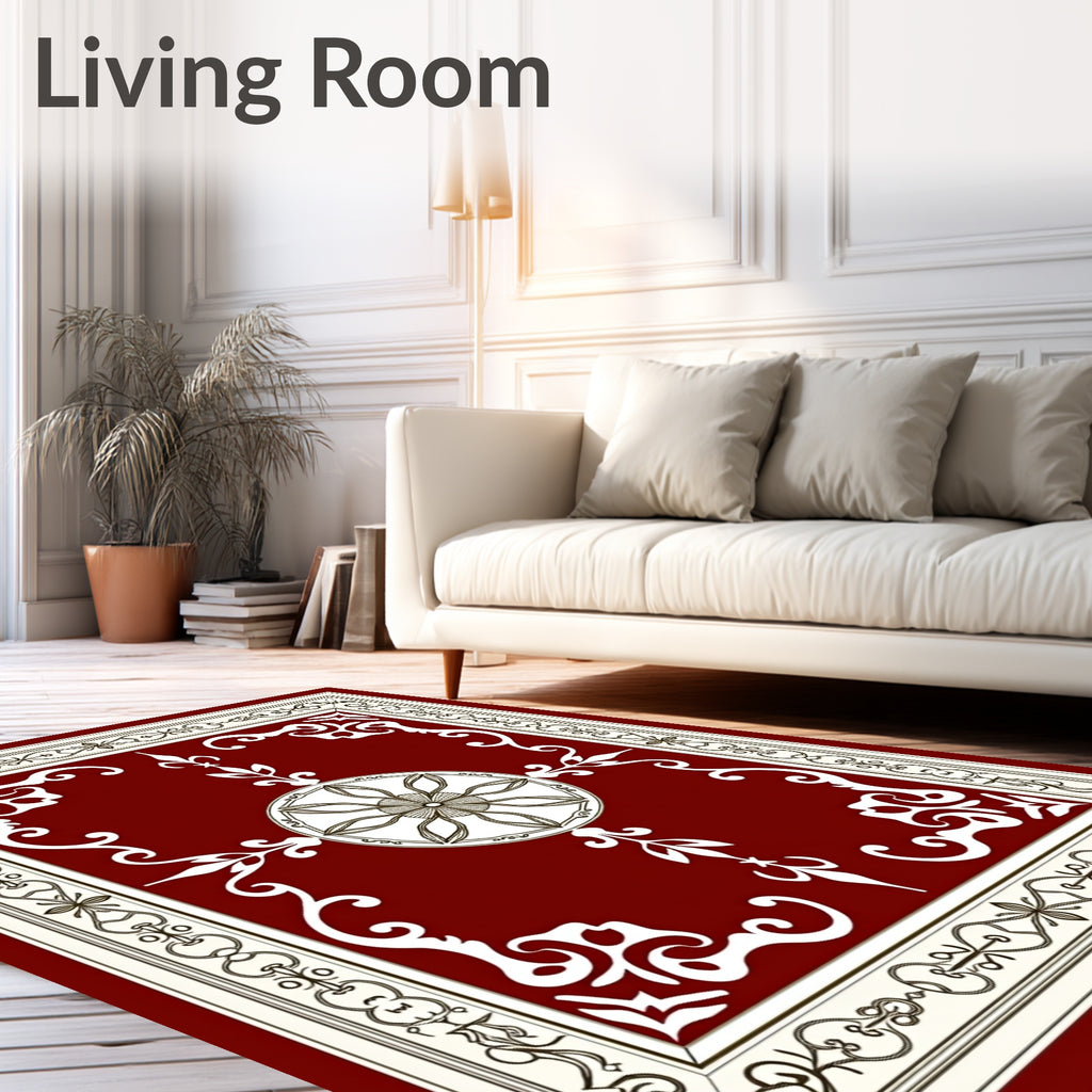Crimson Medallion Ornamental Symmetry Rug