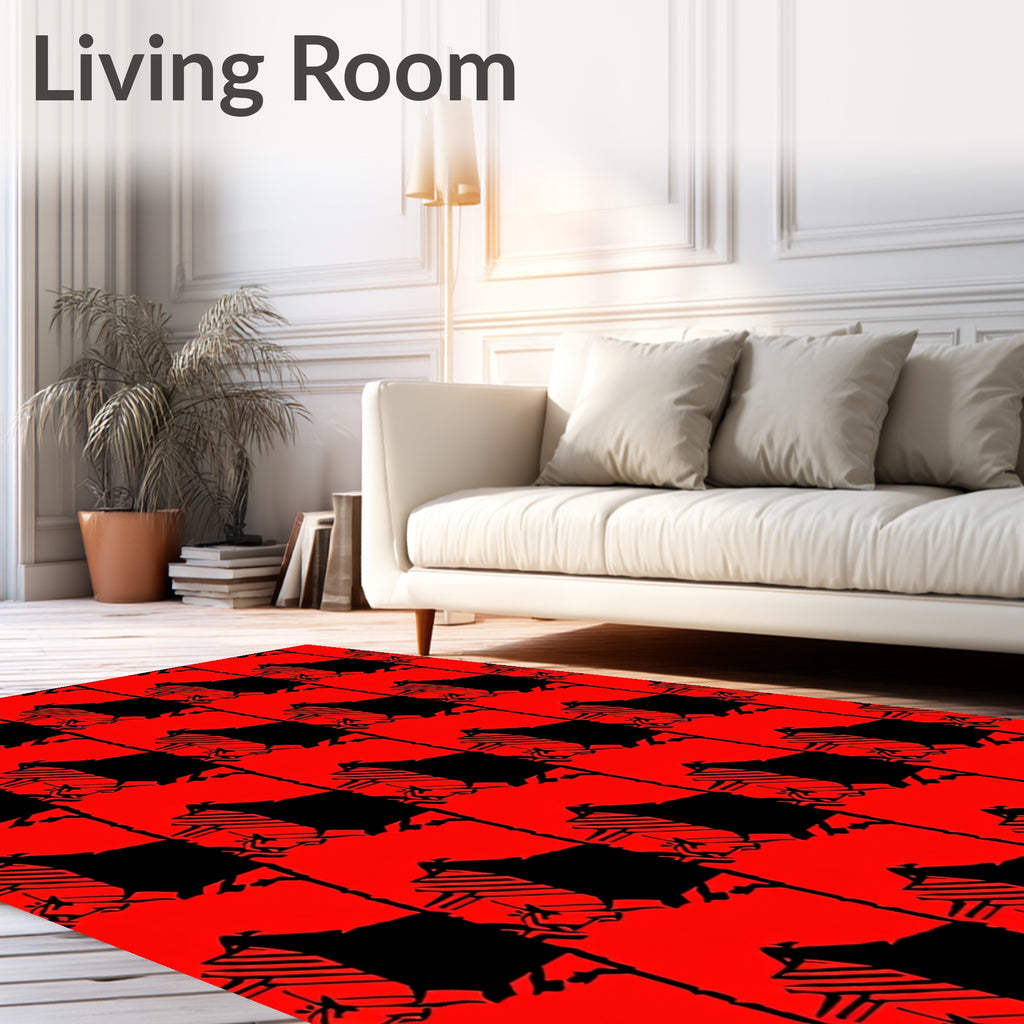 Bold Red Abstract Texture Stripe Rug