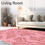 Pink Autumn Fern Branches Rug
