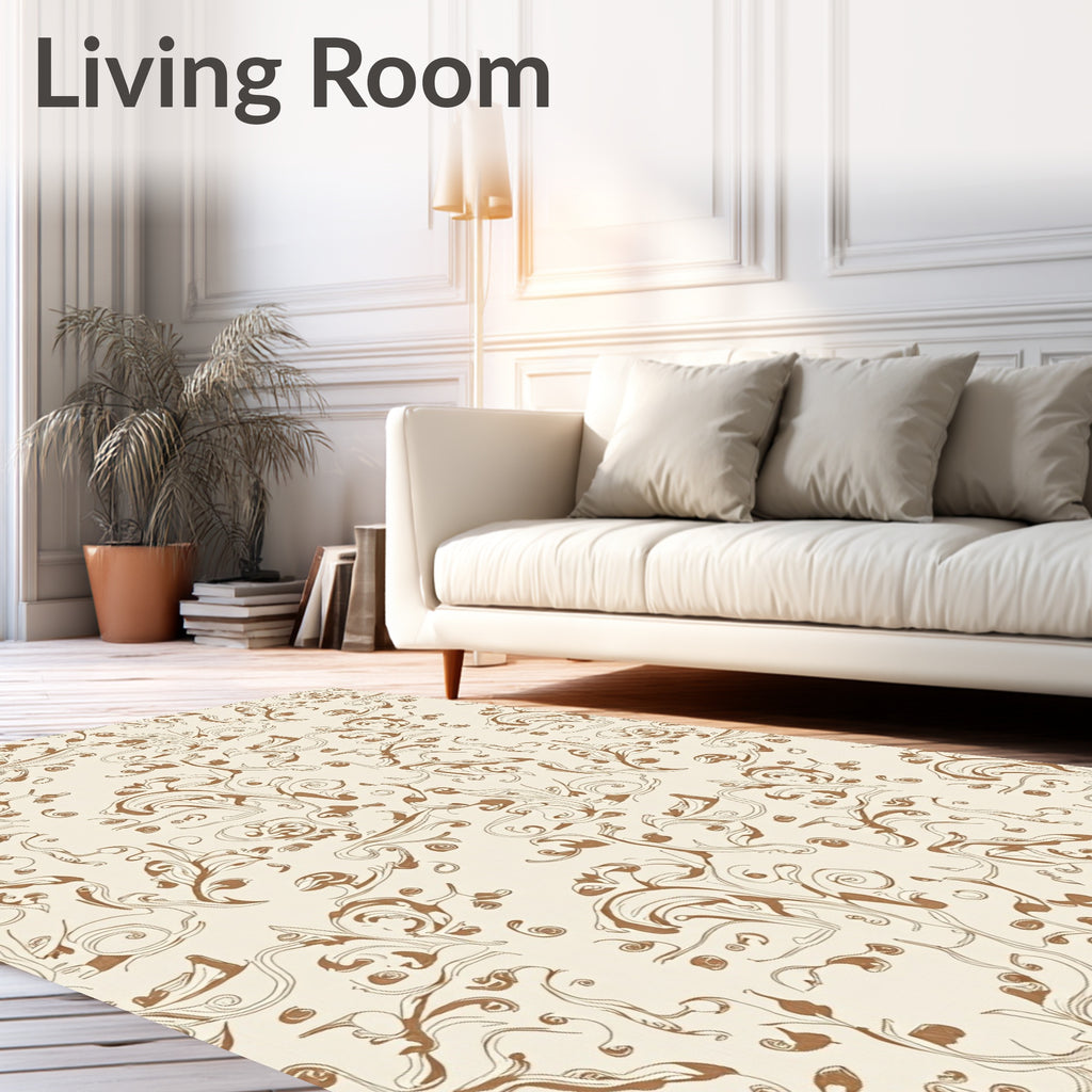 Brown Leafy Swirls Contemporary Art Rug