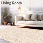 Subtle Tan Floral Medallion Outline Rug