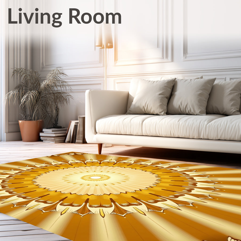 Golden Sunburst Medallion Bloom Rug