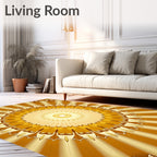 Golden Sunburst Medallion Bloom Rug