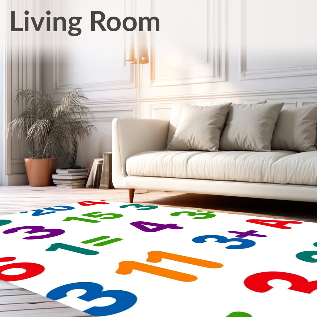 Colorful Alphabet Numbers and Math Symbols Rug