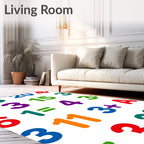 Colorful Alphabet Numbers and Math Symbols Rug
