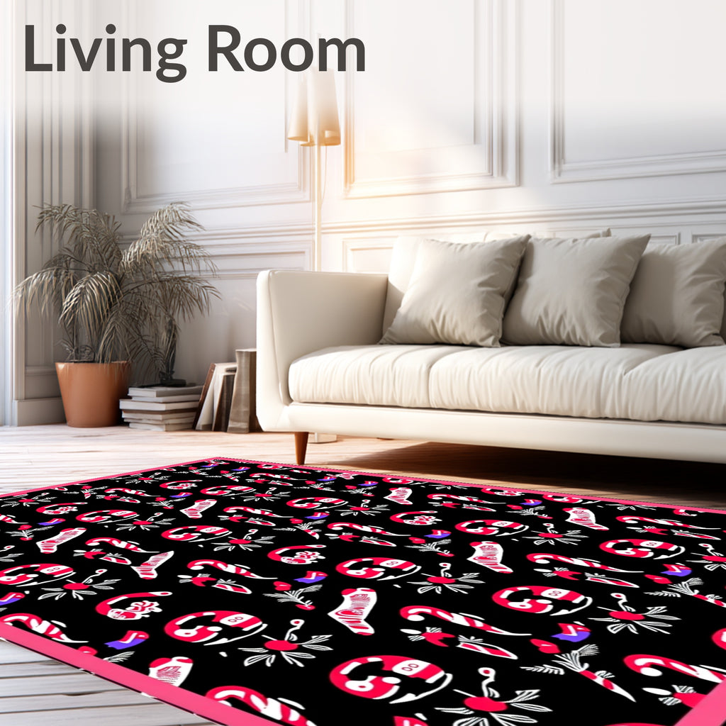 Festive Red White Candy Cane Collage Rug
