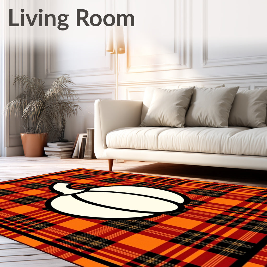 Orange Red Plaid Pumpkin Rug