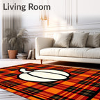 Orange Red Plaid Pumpkin Rug