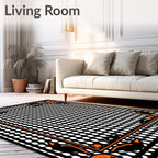 Spooky Halloween Orange Black Pumpkin Bats Rug