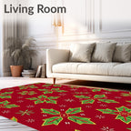 Red Green Poinsettia Floral Medallion Rug