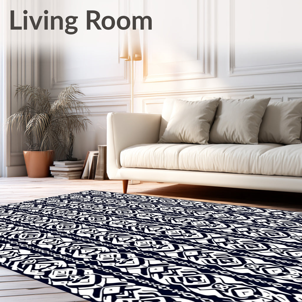 Monochromatic Tribal Stripe Medallion Rug