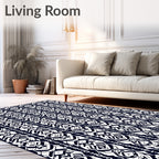 Monochromatic Tribal Stripe Medallion Rug