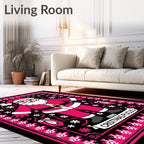 Vibrant Pink Santa Claus Folklore Rug