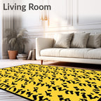 Abstract Yellow Black Jagged Stripe Rug