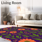 Vibrant Orange Daisy Botanical Garden Rug