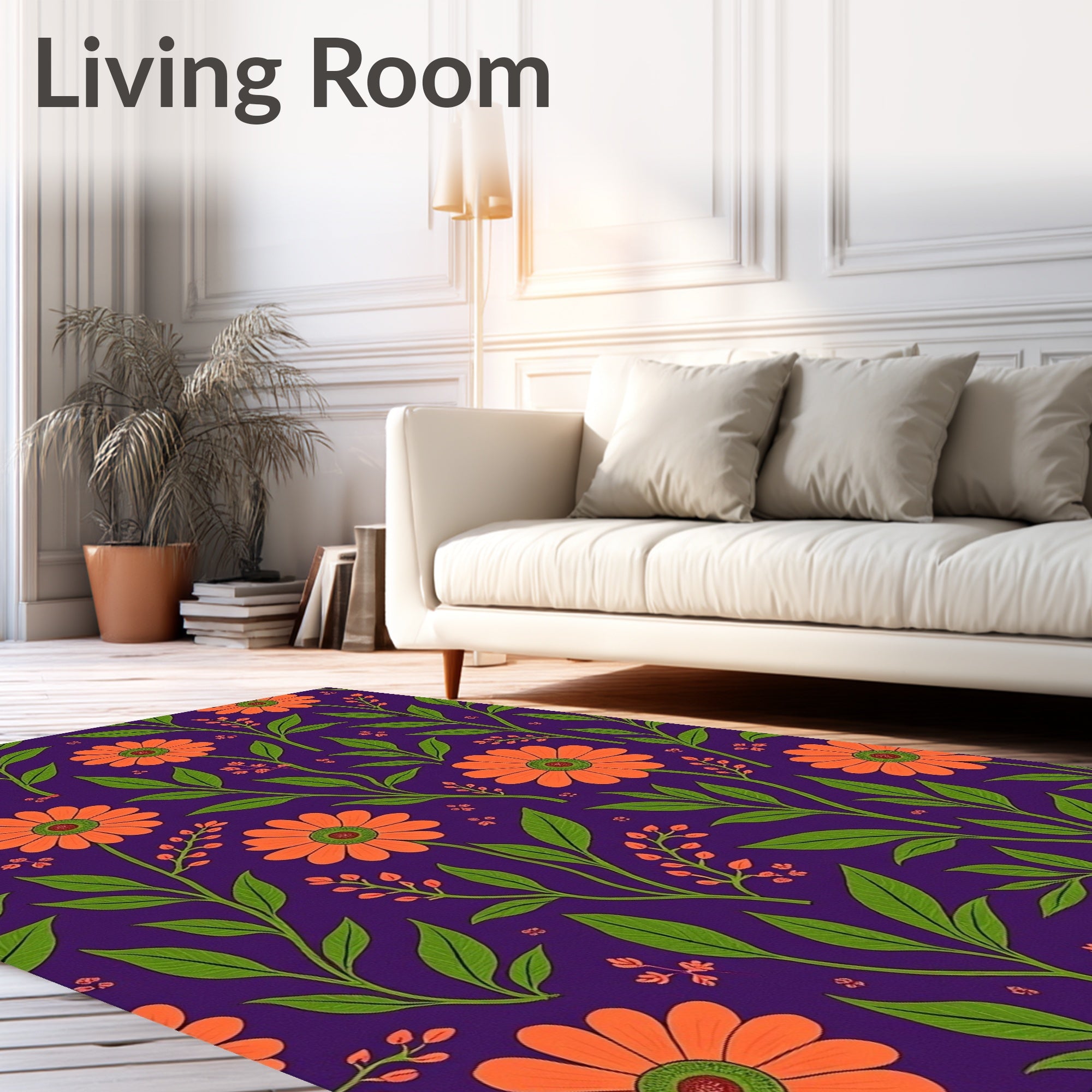 Vibrant Orange Daisy Botanical Garden Rug