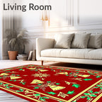 Crimson Botanical Bell Mandala Rug