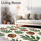 Woodland Pinecone Berry Leaf Arrangement Rug