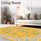 Golden Yellow Floral Foliage Rug