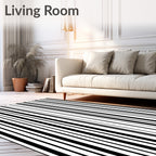 Black White Uneven Linear Arrangement Rug