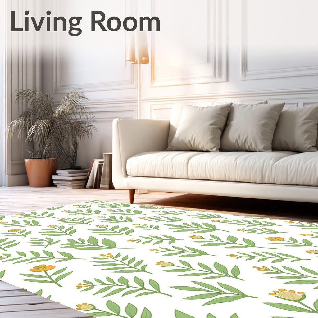 Green Leafy Branch with Orange Blossom Rug