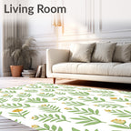 Green Leafy Branch with Orange Blossom Rug