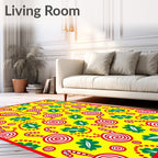 Whimsical Circles Red Candy Leaves Rug