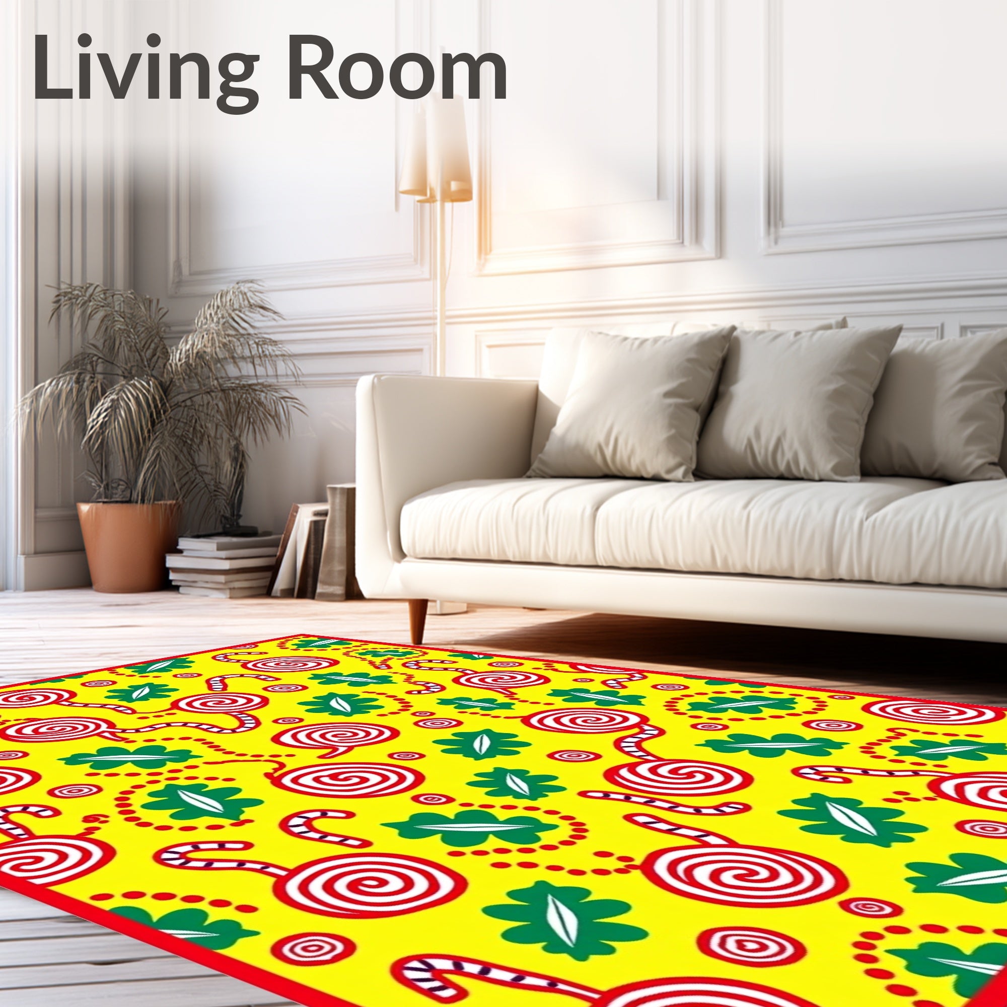 Whimsical Circles Red Candy Leaves Rug