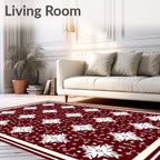 Crimson Floral Star Intricate Folk Rug