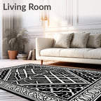 Monochromatic Diamond Inlay Border Runner Rug
