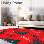 Festive Red Evergreen Tree Scatter Rug