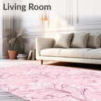 Whimsical Pink Botanical Branch Garden Rug