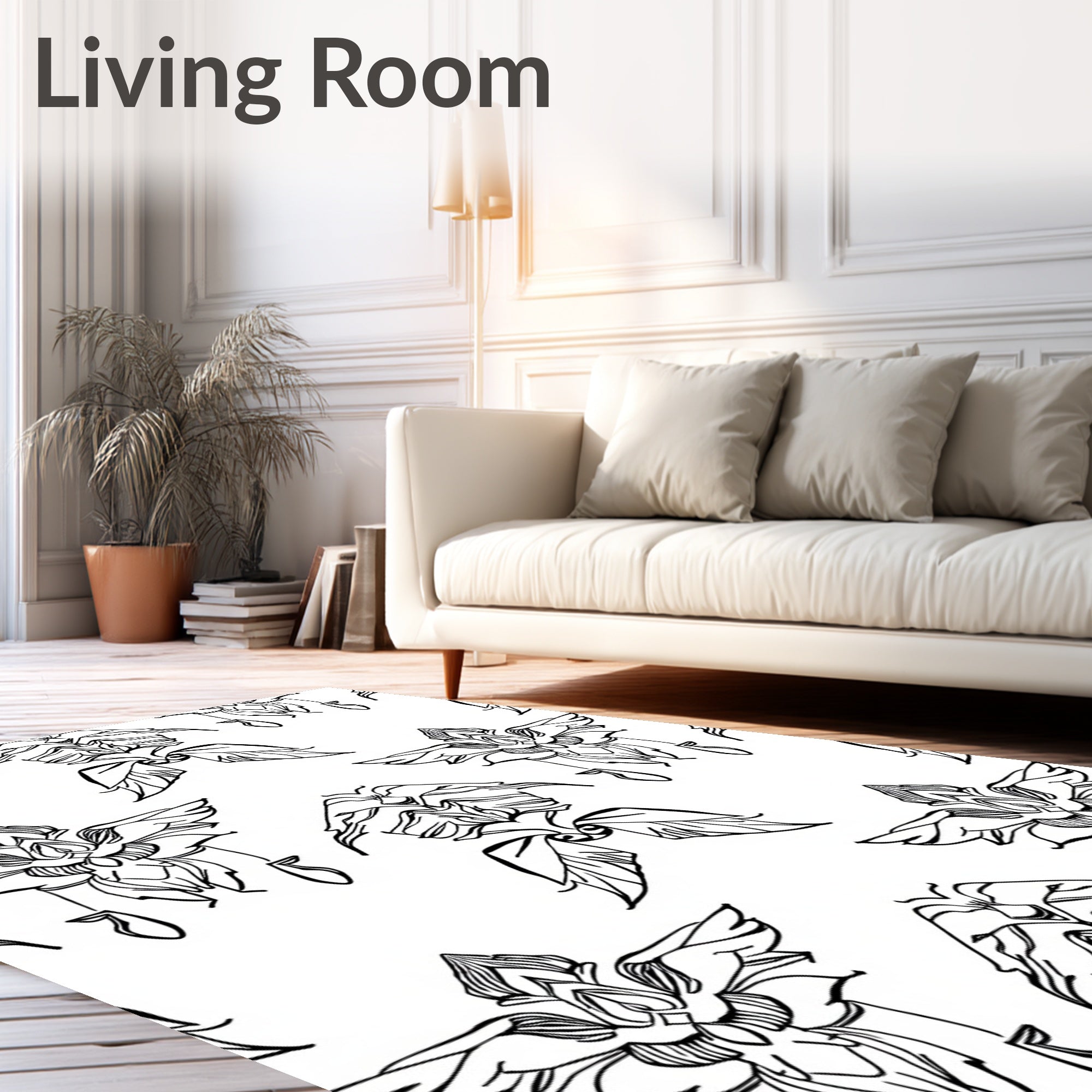 Art Nouveau Outline Winged Bloom Rug