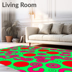 Vibrant Pink Swirl Red Dot Rug