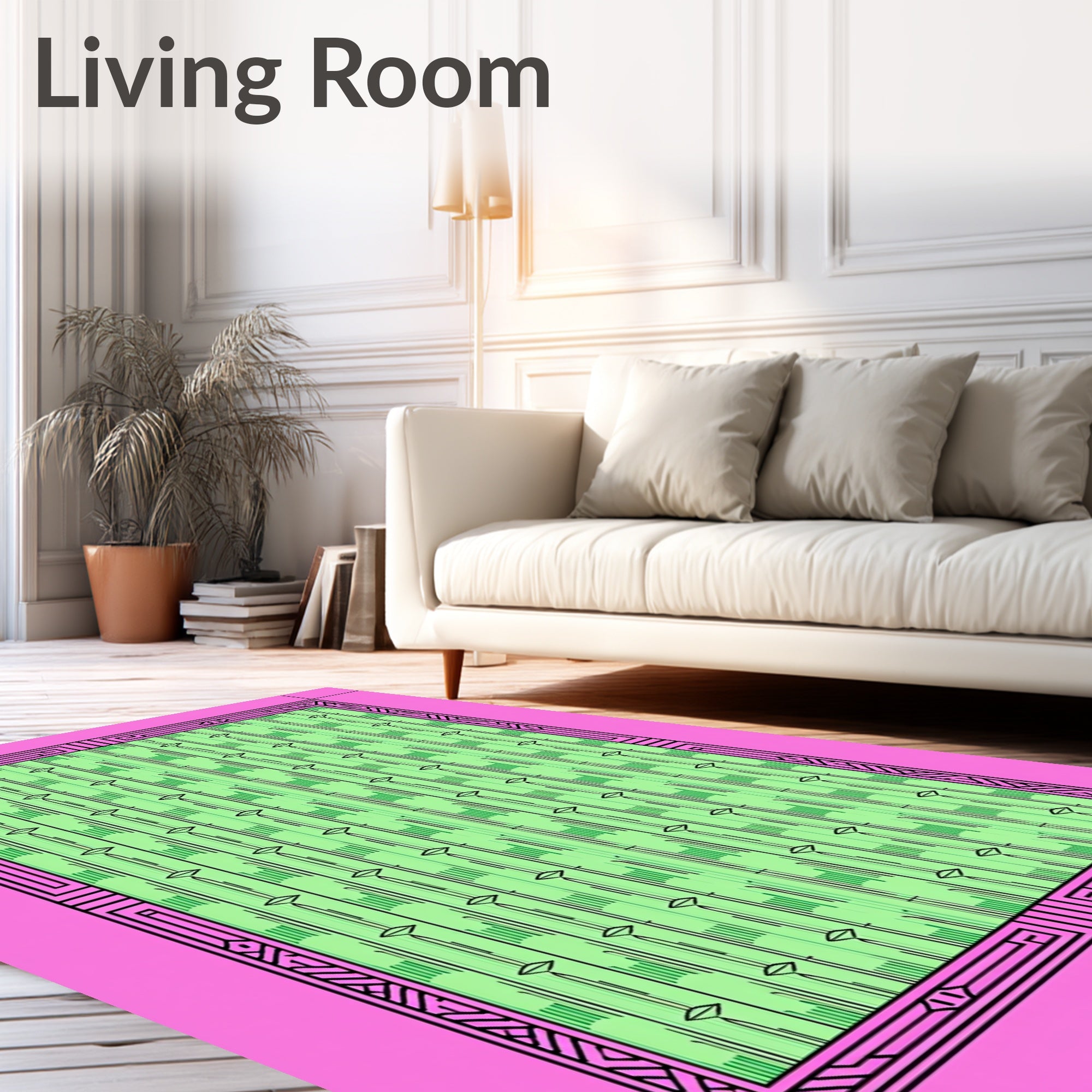 Bold Pink Emerald Vertical Stripe Rug