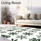 Dark Green Snowflake Christmas Tree Collection Rug