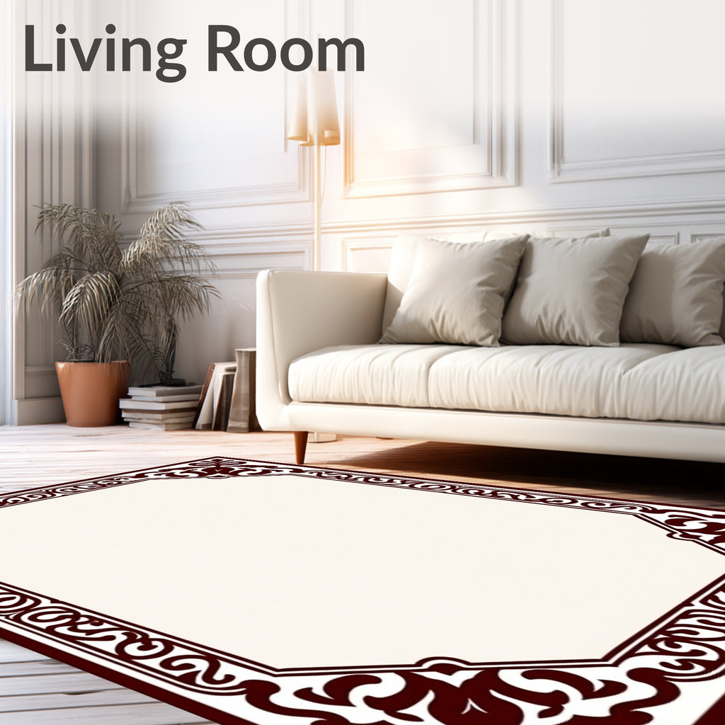 Earthy Leaf Scroll Octagon Rug