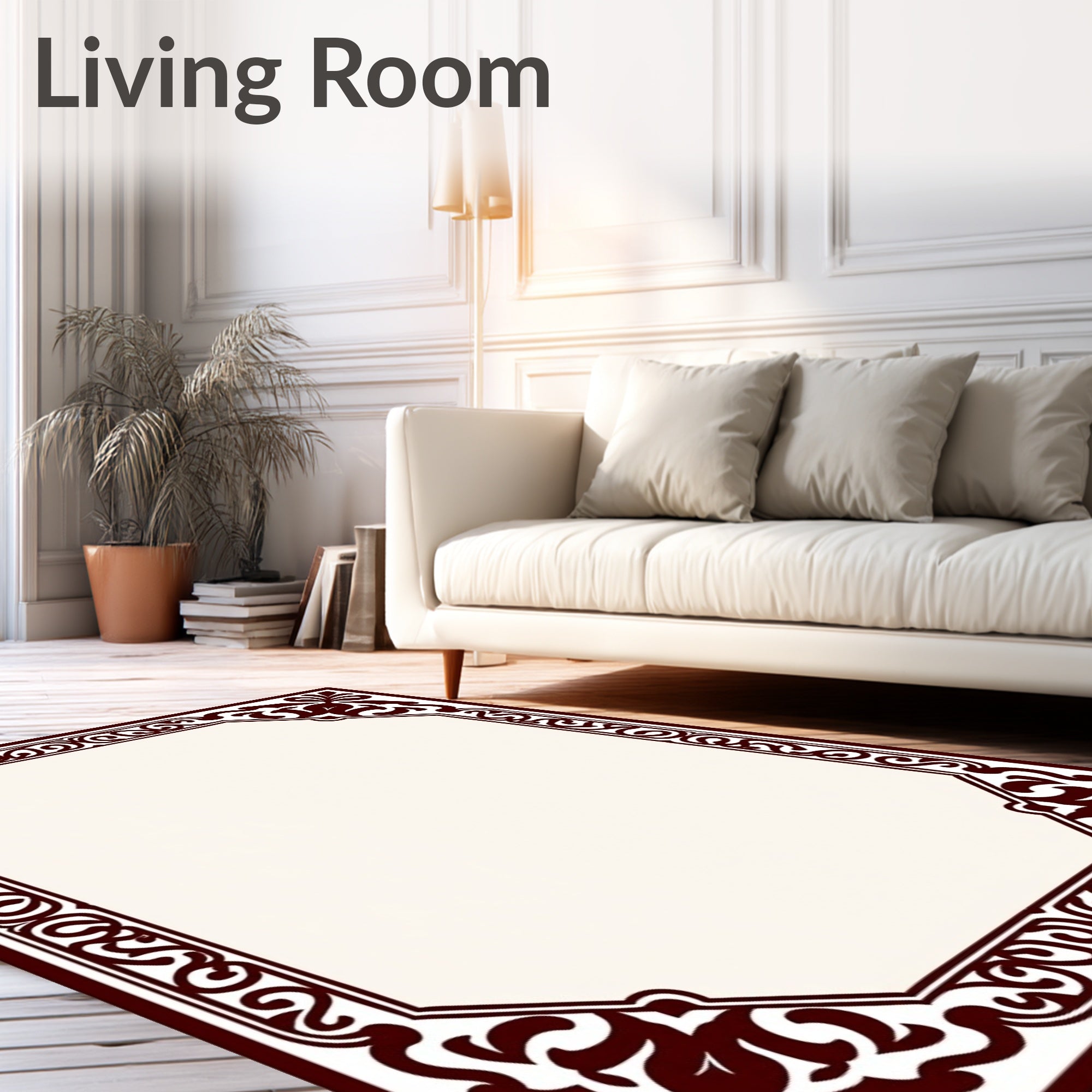 Earthy Leaf Scroll Octagon Rug