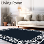 White Vintage Filigree Border Rug