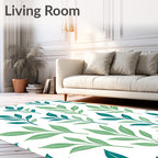 Teal And Green Leafy Branches Rug