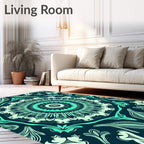 Teal Burst Mandala Floral Rug