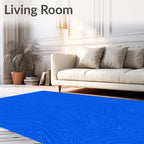 Vibrant Royal Blue Abstract Swirl Rug